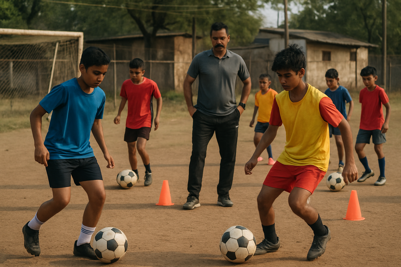 Youth football training session in India illustrating systemic development challenges