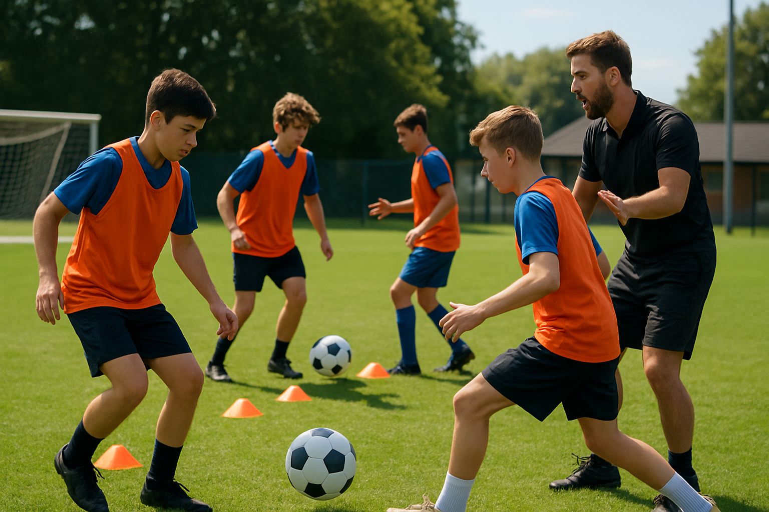 Young players engaged in targeted drills to improve football skills