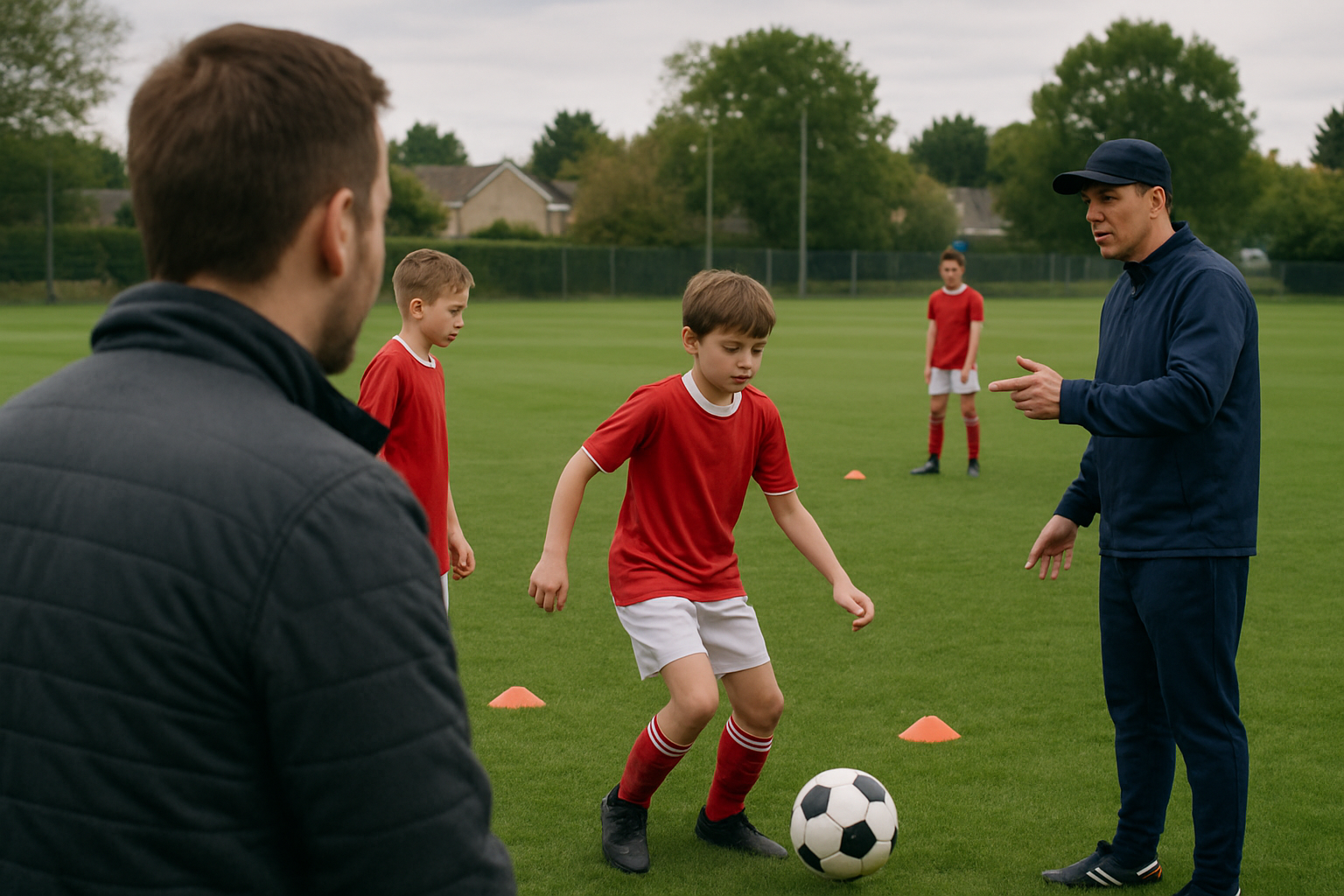 parent watching child's football training session