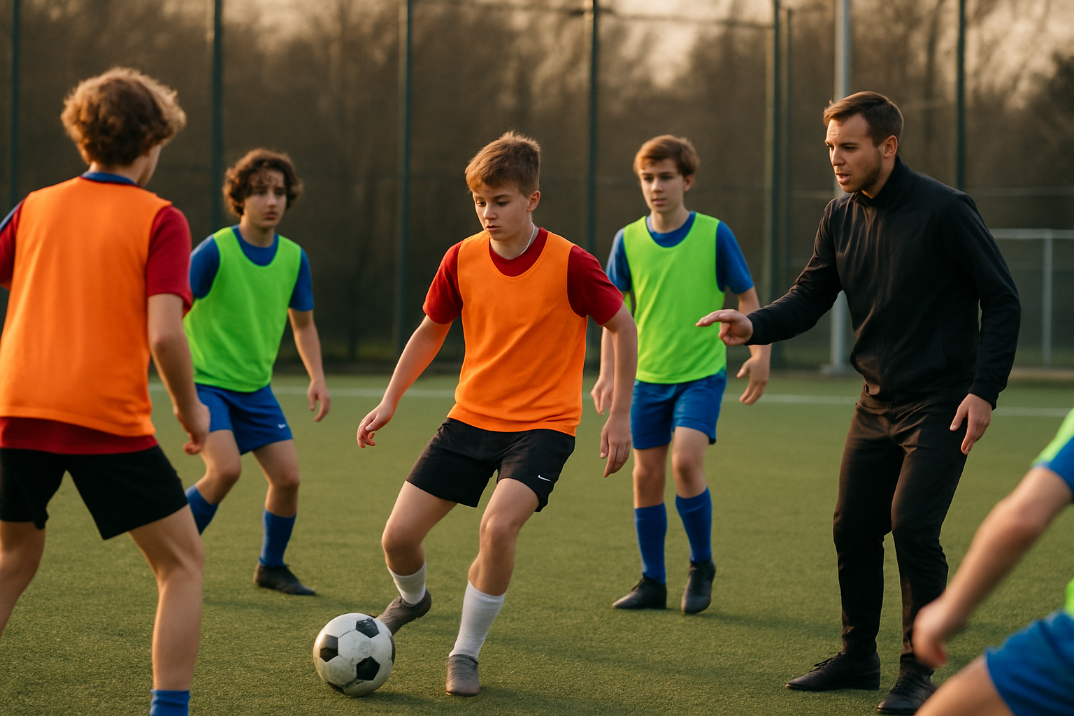 young football players engaged in small-sided game enhancing situational awareness
