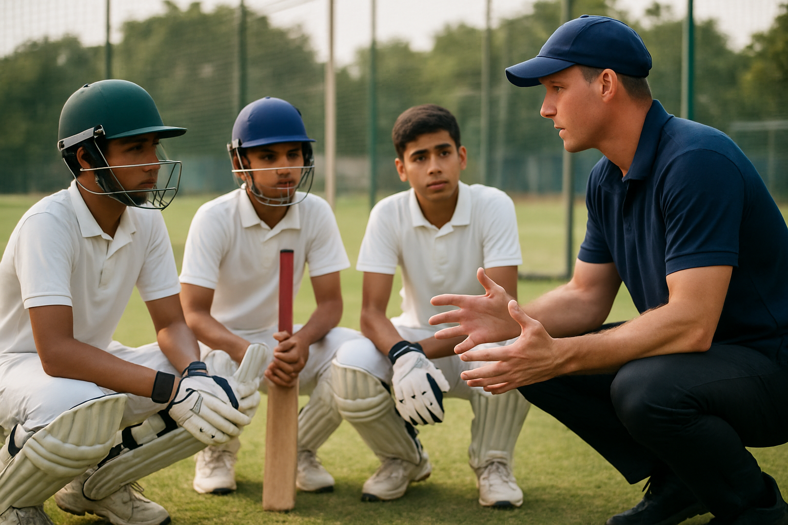 youth cricket training session demonstrating mental focus and teamwork