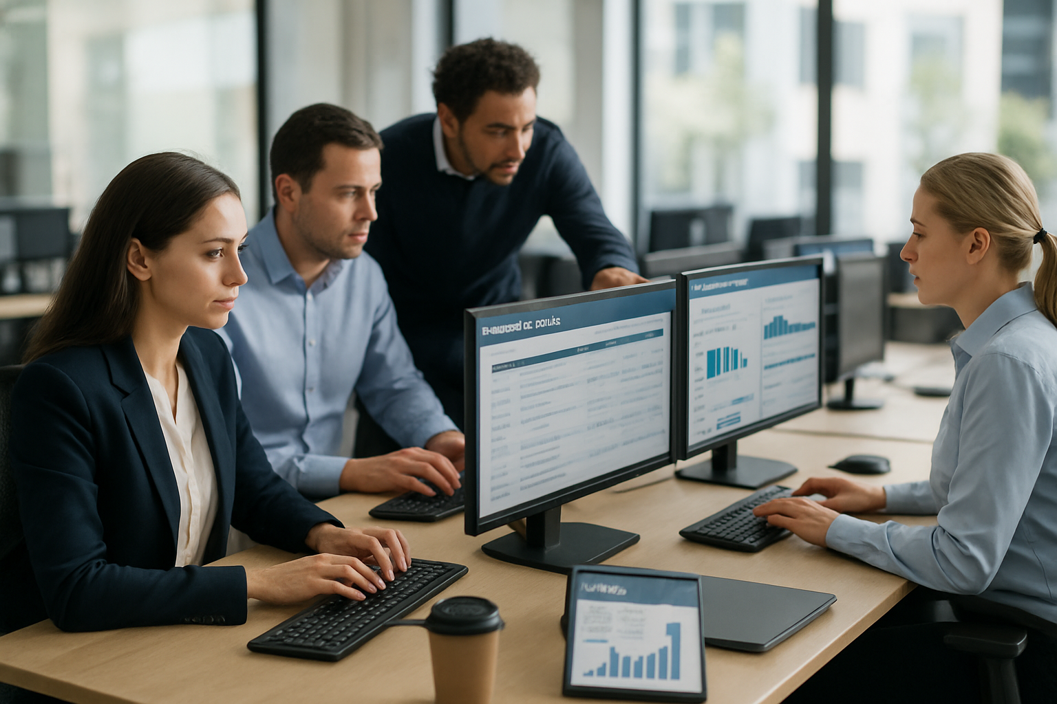 logistics team managing freight procurement workflow on digital tools