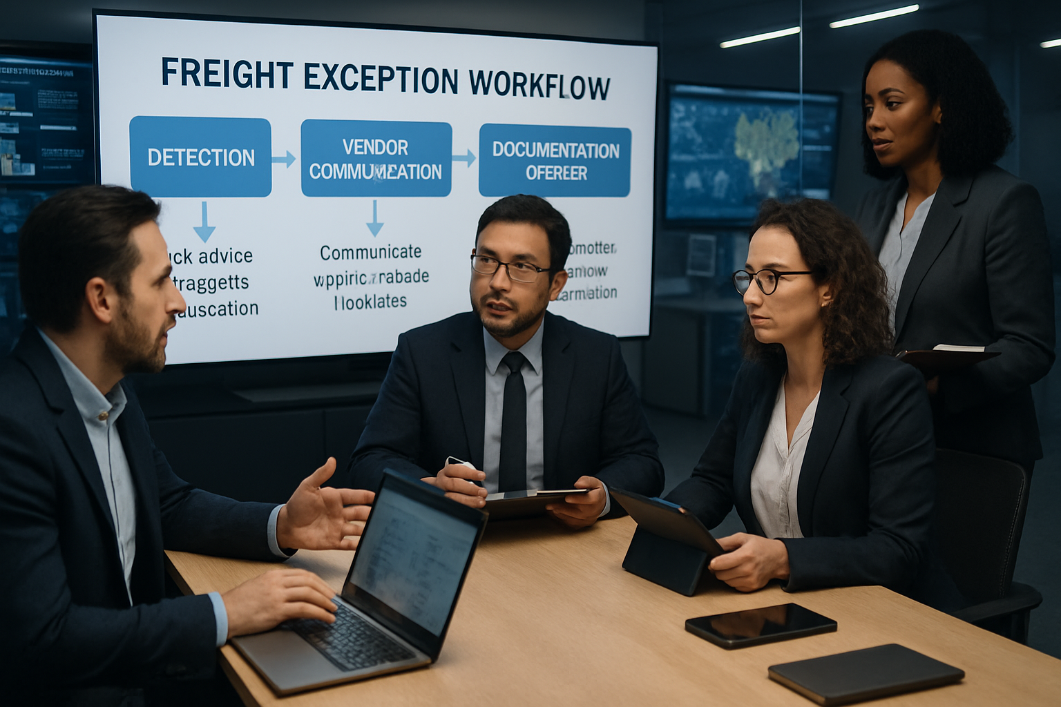 workflow for managing freight exceptions including notification and coordination