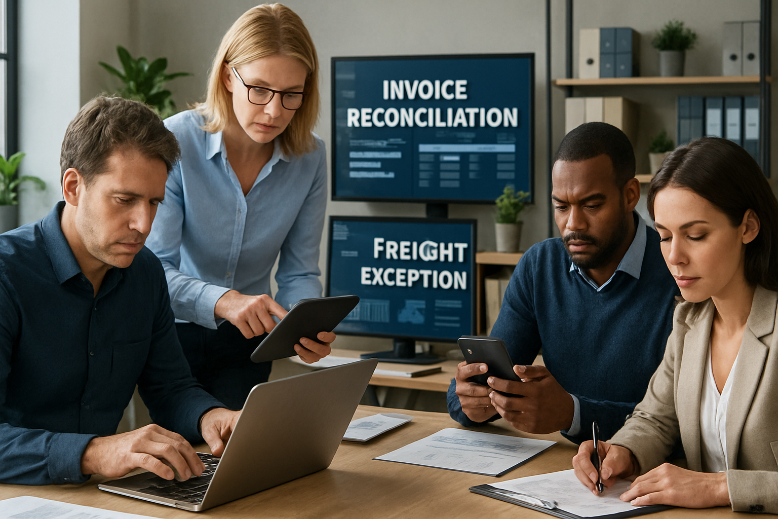 Workflow visualization of freight exception handling linked with invoice reconciliation