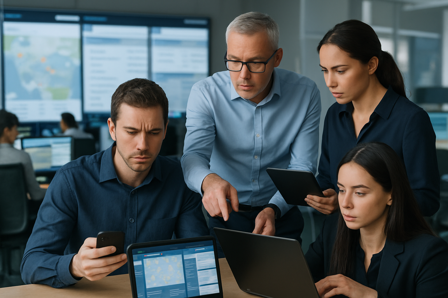 operations team managing shipment exceptions using a visibility portal dashboard