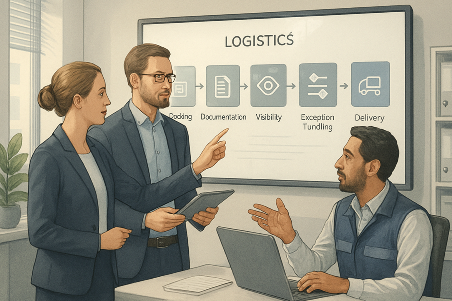 workflow visualization of freight forwarding process with technology