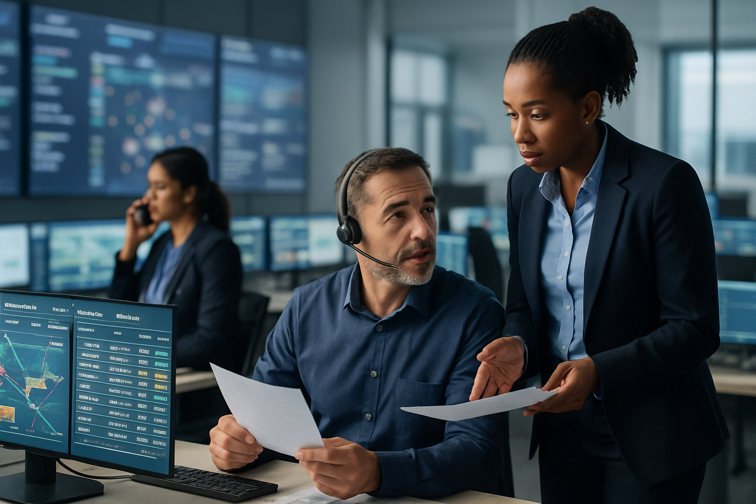 logistics operations team managing high-volume shipments in control tower