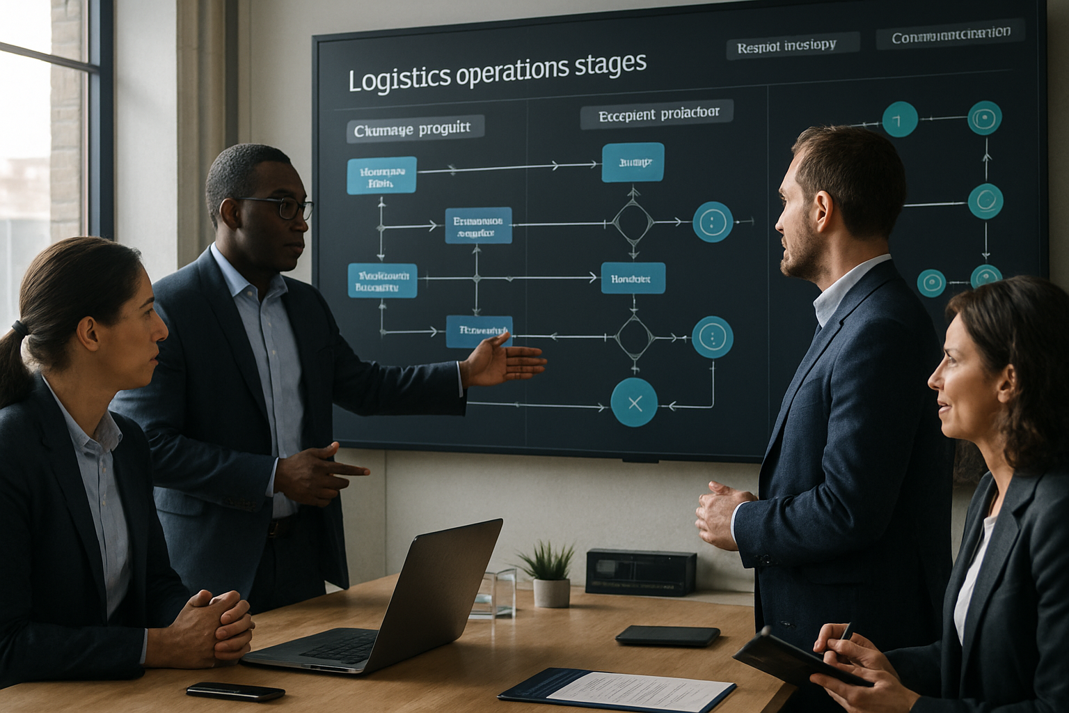 workflow visualization of standardized logistics process with team interaction