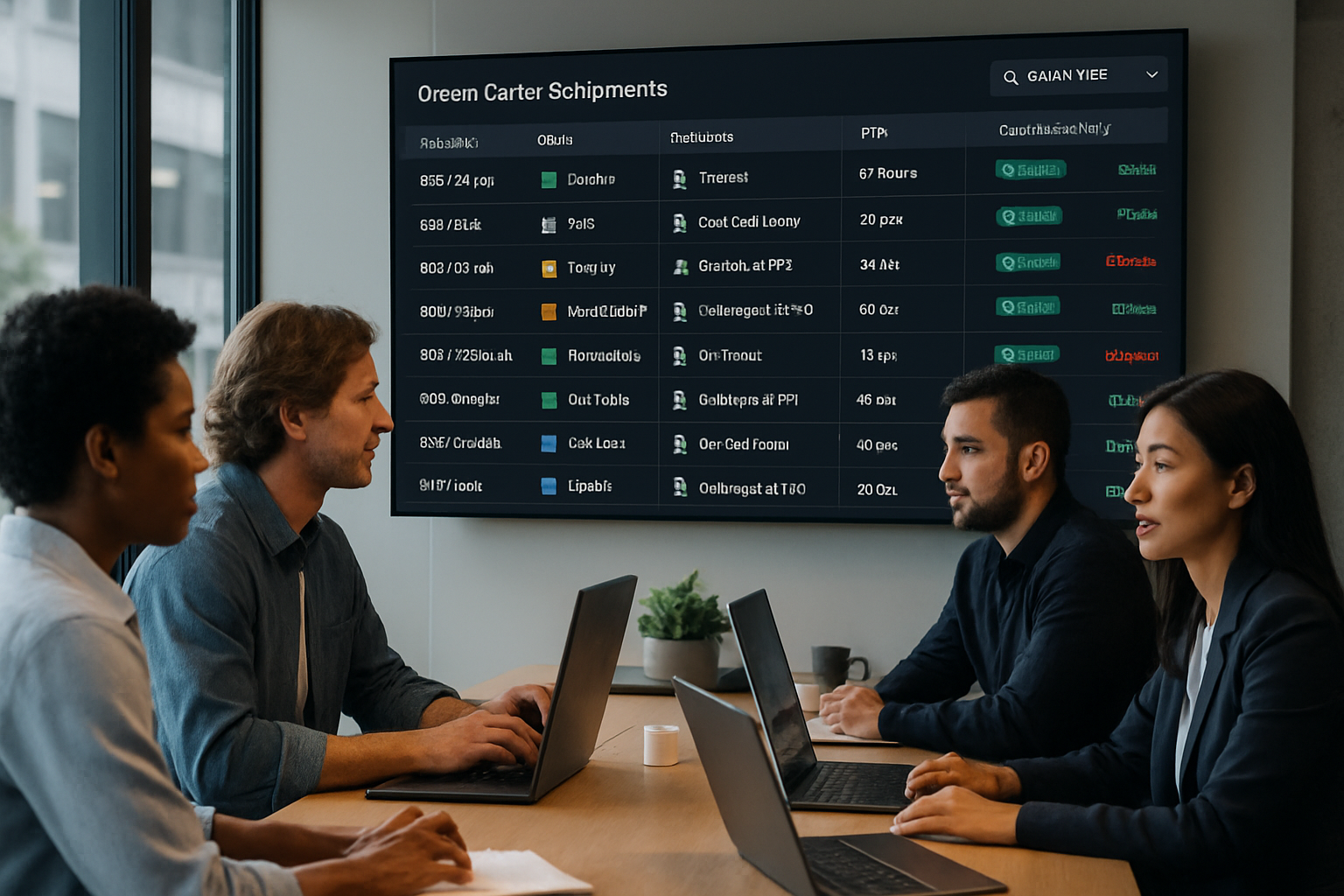 Operations team monitoring multiple ocean carrier shipments on a unified digital platform