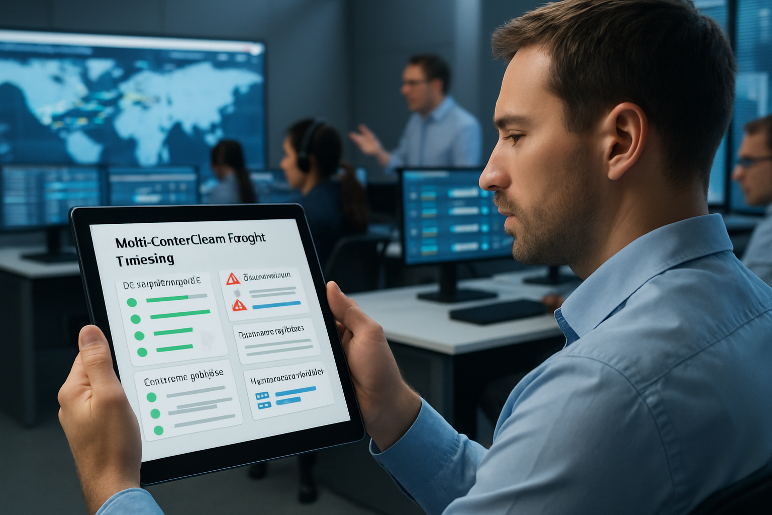 Workflow visualization of multi-carrier ocean freight tracking with milestone updates and exception management