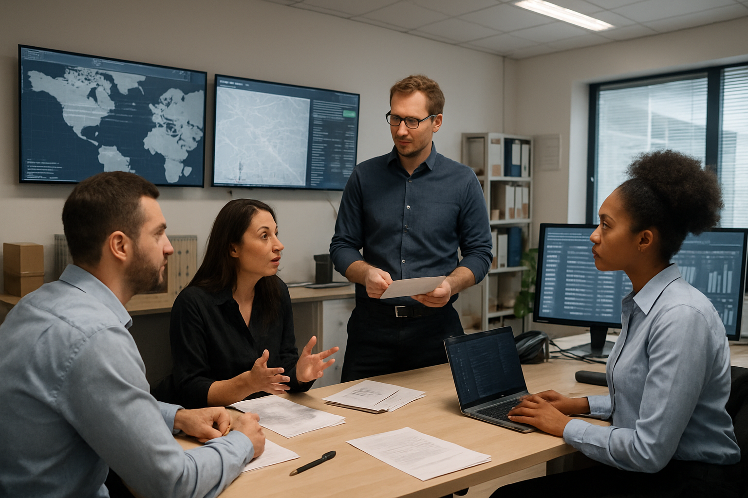operations team coordinating exception handling workflows using shipment tracking data