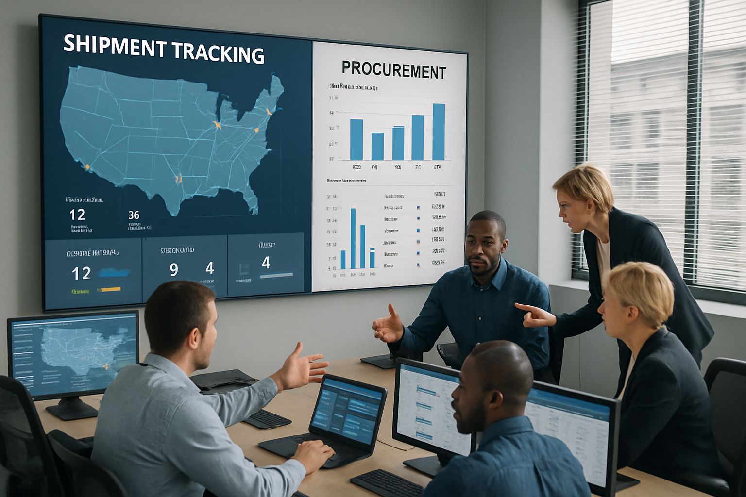 freight operations team using logistics automation software to track shipments and manage vendor quotes