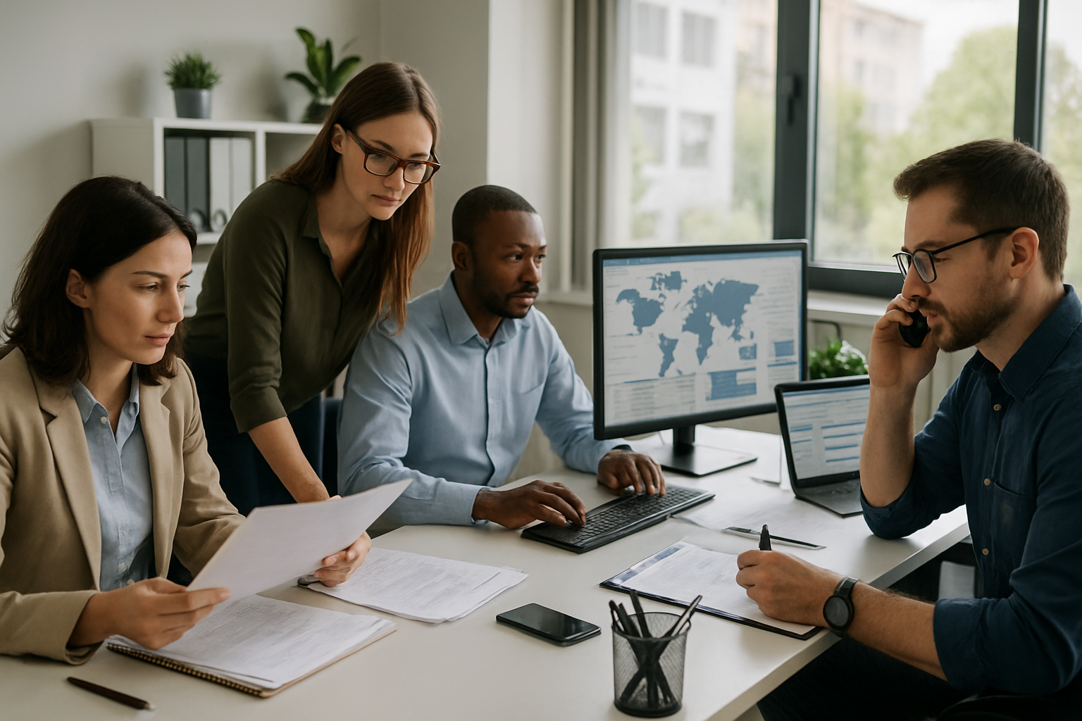 workflow illustration showing stages from booking to delivery control in freight logistics dashboard