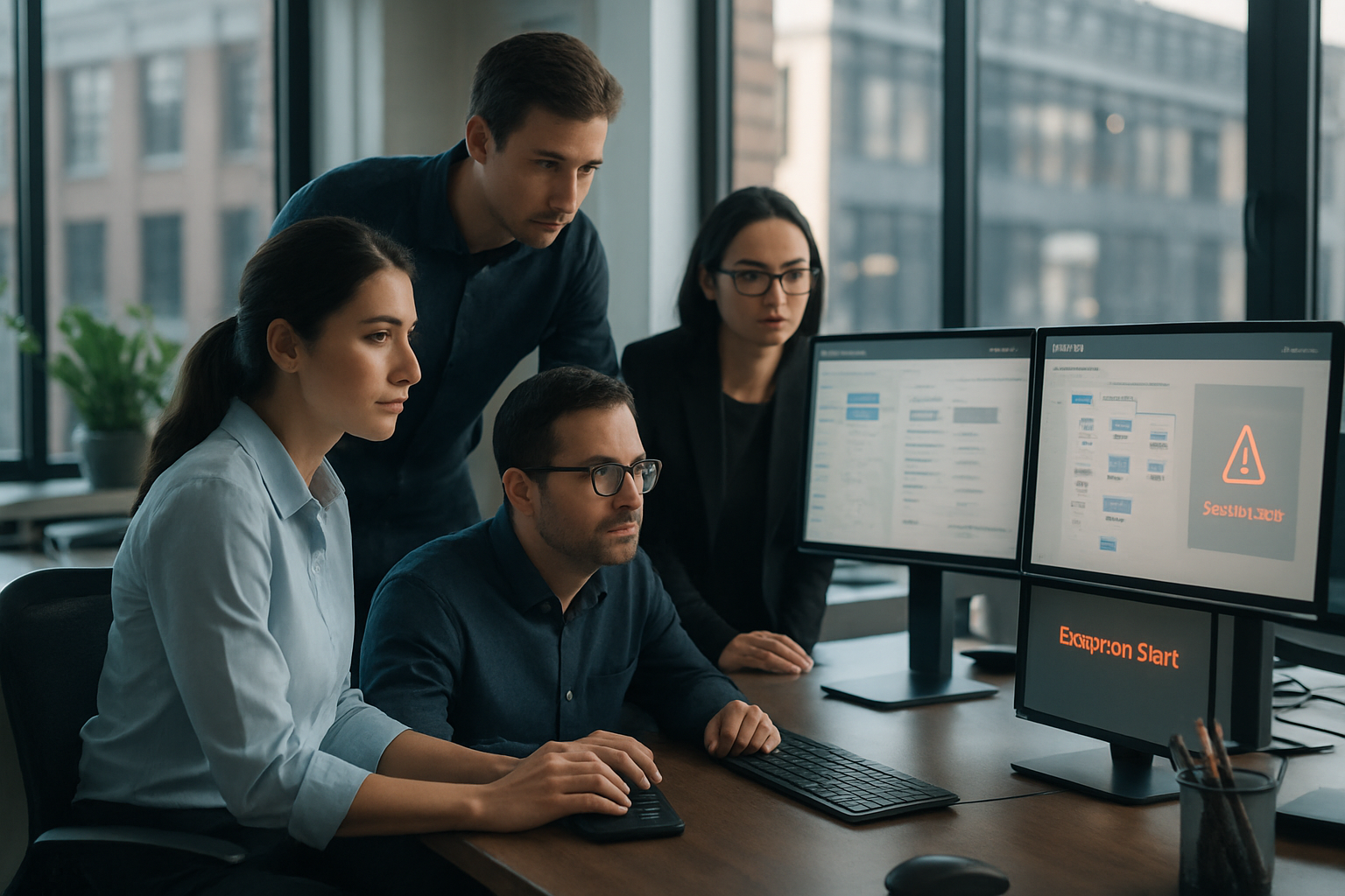 Freight operations team using centralized logistics software dashboard for shipment tracking and procurement control