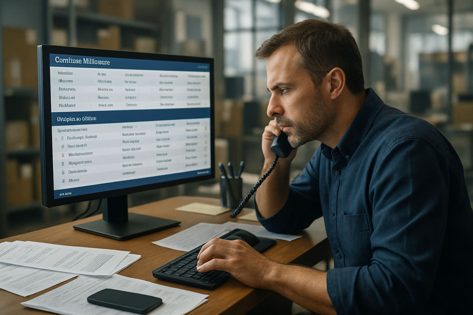 Operations manager reviewing exception alerts and milestone updates for container shipments on a centralized platform