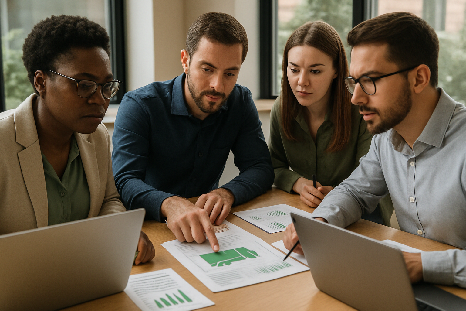 operations team coordinating green freight procurement decisions