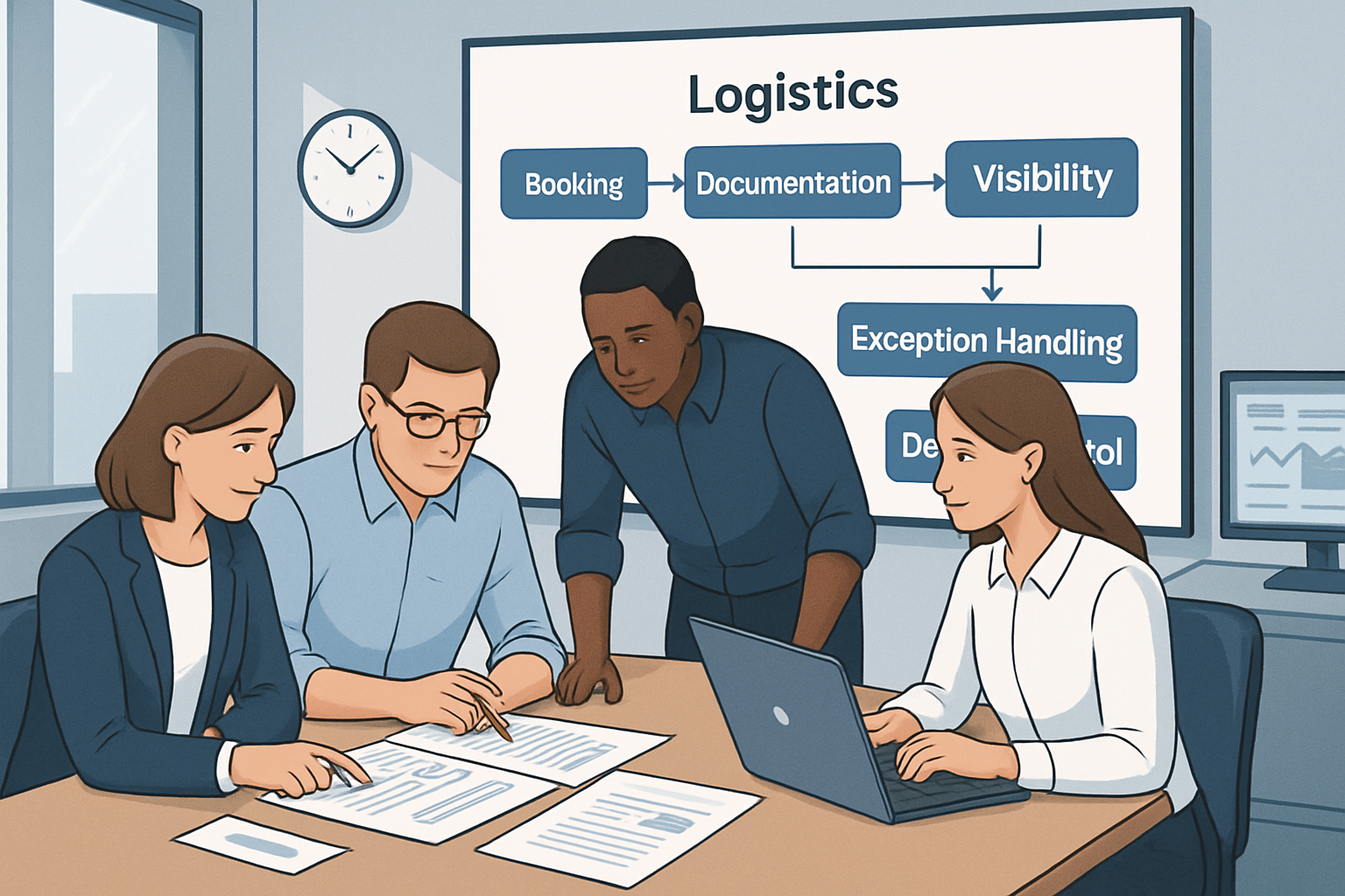 workflow diagram visualization of shipping exception handling steps