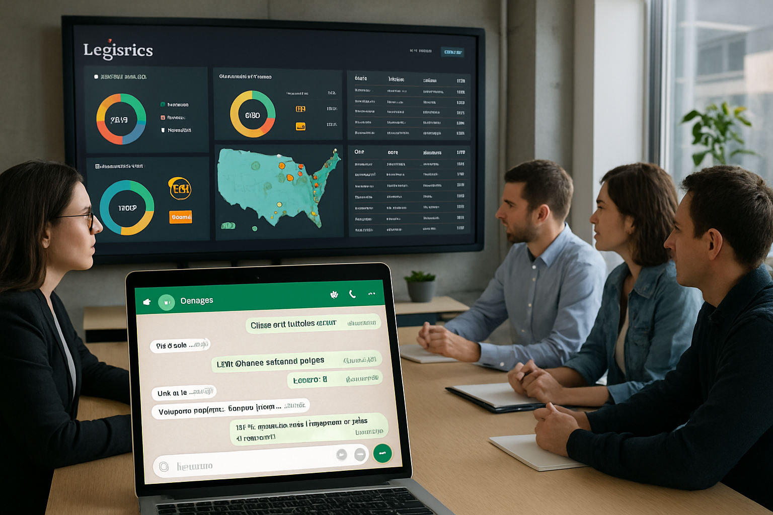 logistics operations team reviewing centralized shipment tracking dashboard versus WhatsApp updates