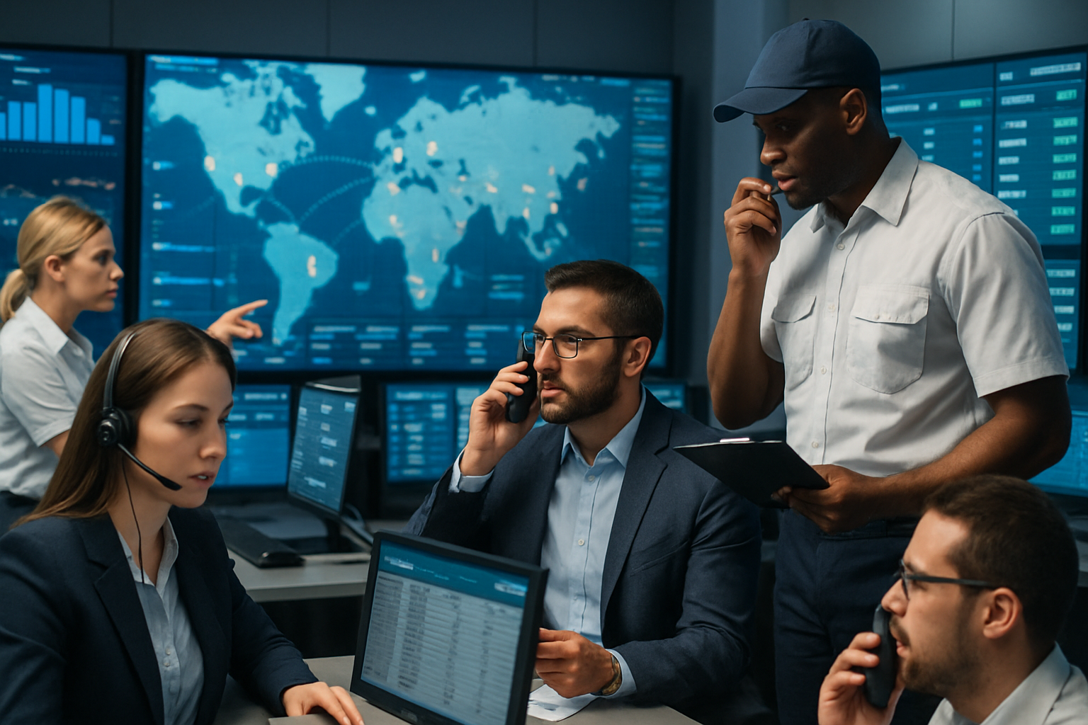 operations team using logistics communication tools to optimize shipment planning