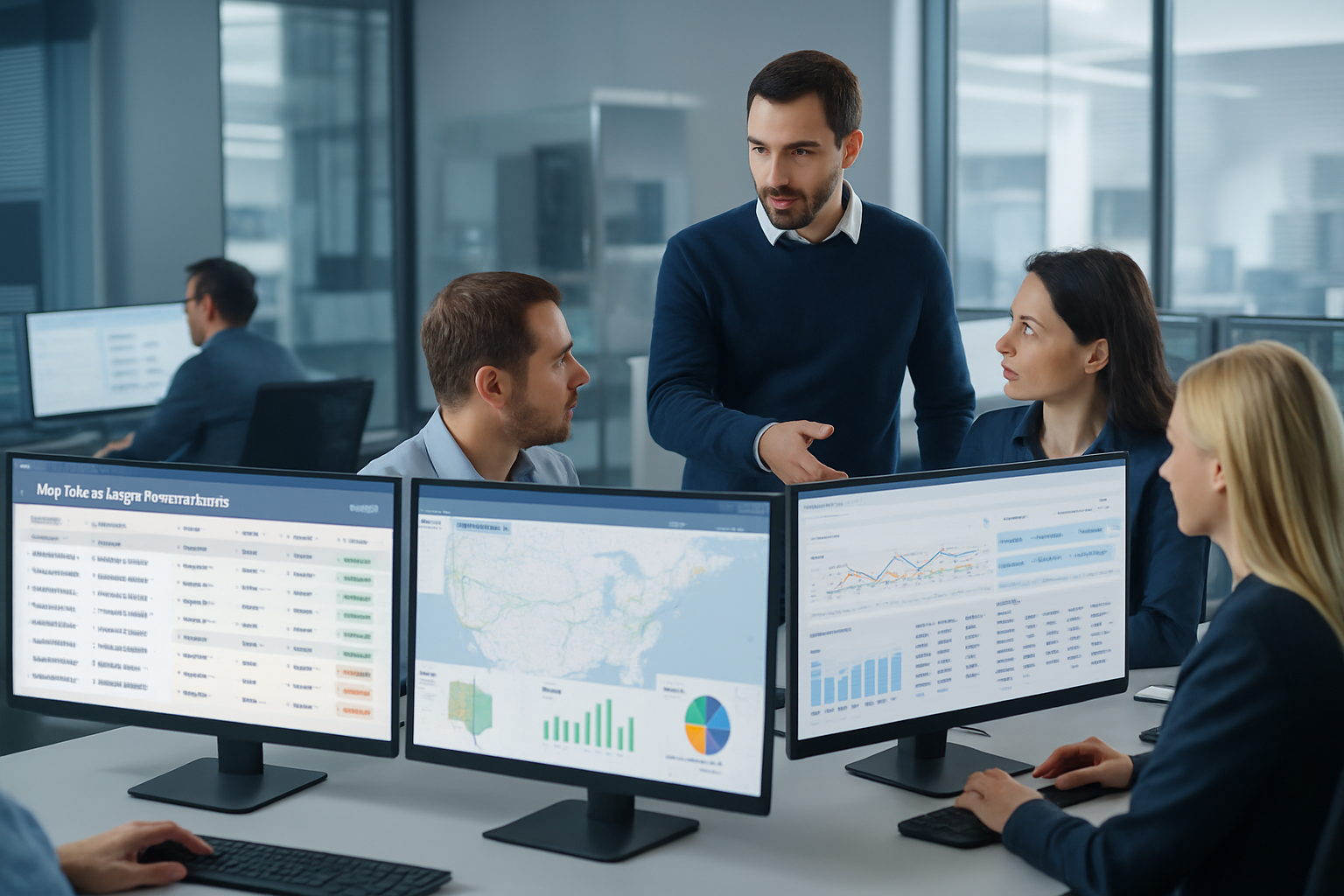 operations team using automated freight procurement software to compare rates